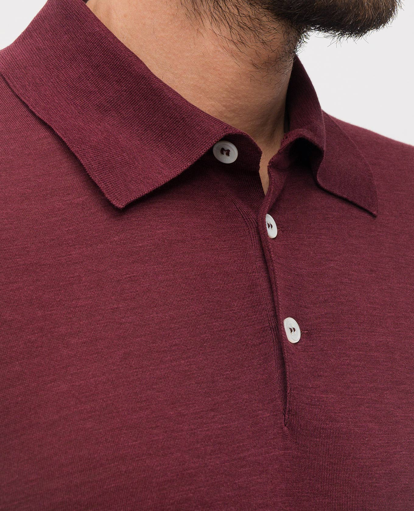 Burgundy polo with silk Brunello Cucinelli 5