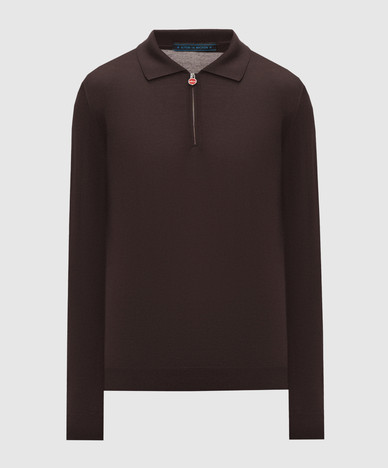 Brown wool polo shirt