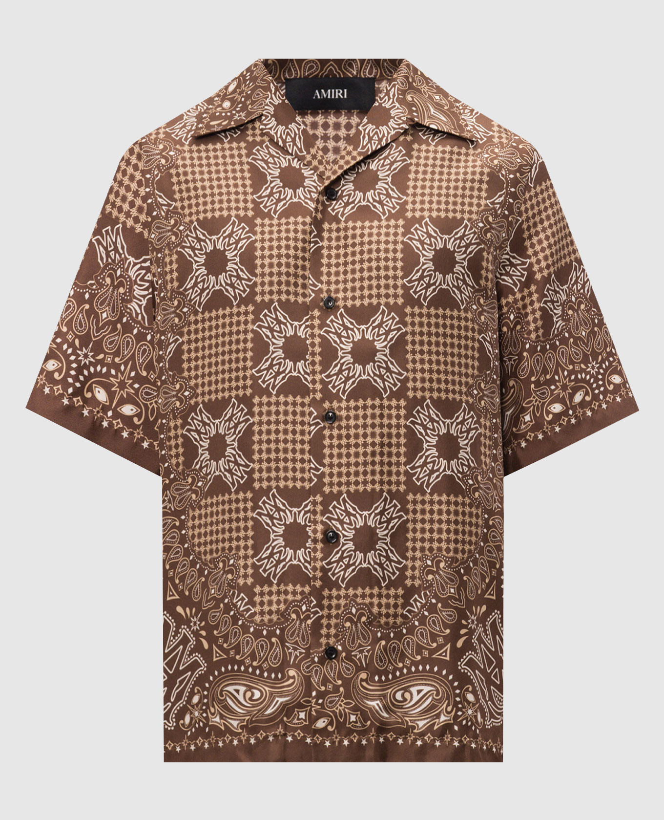Brown printed silk shirt