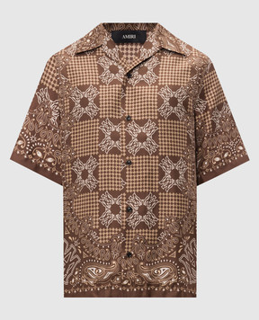 AMIRI Brown printed silk shirt AMTOSH1203