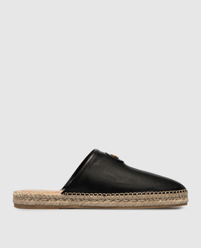 Valentino Black leather mules with logo 8Y2S0M69UDX