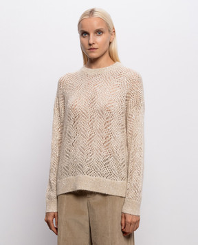 Brunello Cucinelli Beige openwork sweater with wool MRG562500