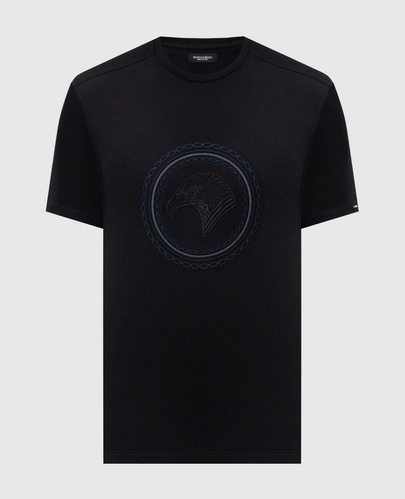 

Black T-shirt with embroidered emblem Stefano Ricci