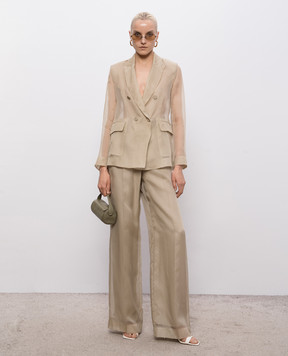 Max Mara OLIVI beige silk pants MXEOLIVI