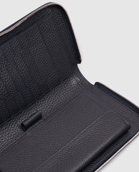 Stefano Ricci Blue leather clutch wallet with metal emblem PP312GPVD