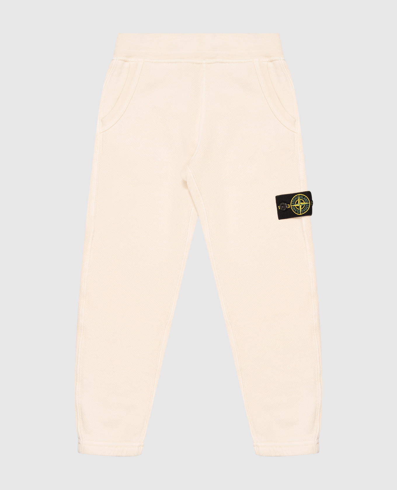 Children's beige joggers with logo patch