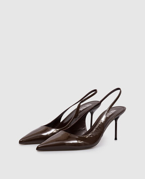 Paris Texas Brown patent leather slingbacks LIDIA PX1635XVN01