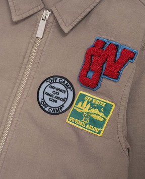 Off-White Children's brown jacket with logo patch 44BEA024S26F001