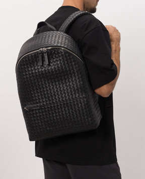 Bottega Veneta Black Intrecciato leather backpack 876359V4RT3