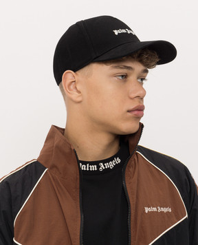Palm Angels Black cap with logo embroidery PAMLB001FB001m