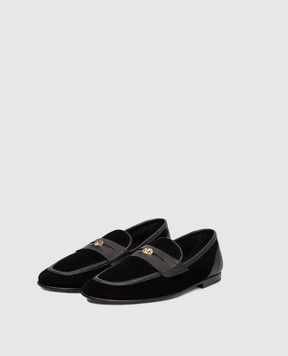 Dolce&Gabbana Black suede loafers with DG logo monogram A50741A0084