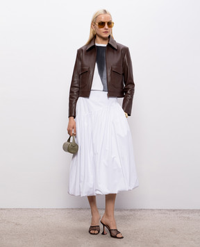 Babe Pay Pls Brown cropped leather jacket 2424ИЗМASTON