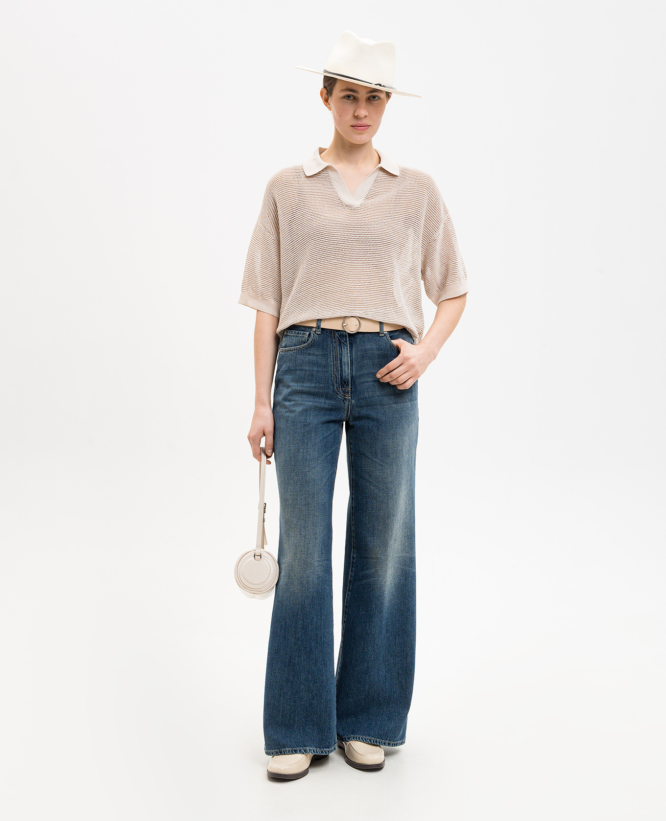 

Blue jeans with logo patch Peserico