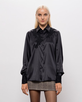 Ermanno Scervino Life Black silk blouse with lace D494K606TBW