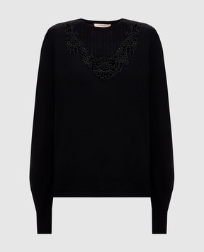 Twinset Black jumper with lace 262TT3042