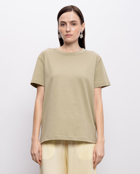 Fabiana Filippi Khaki T-shirt with monil chain JED266F133L796