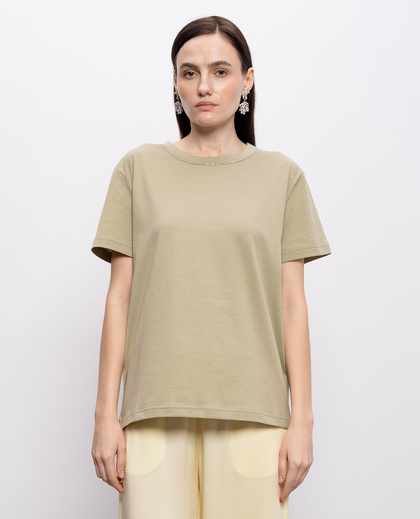 

Khaki T-shirt with monil chain Fabiana Filippi