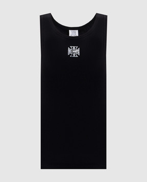 Vetements Black ribbed tank top MH27TT249B