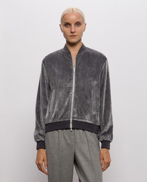 Peserico Gray corduroy bomber jacket A21046A1597
