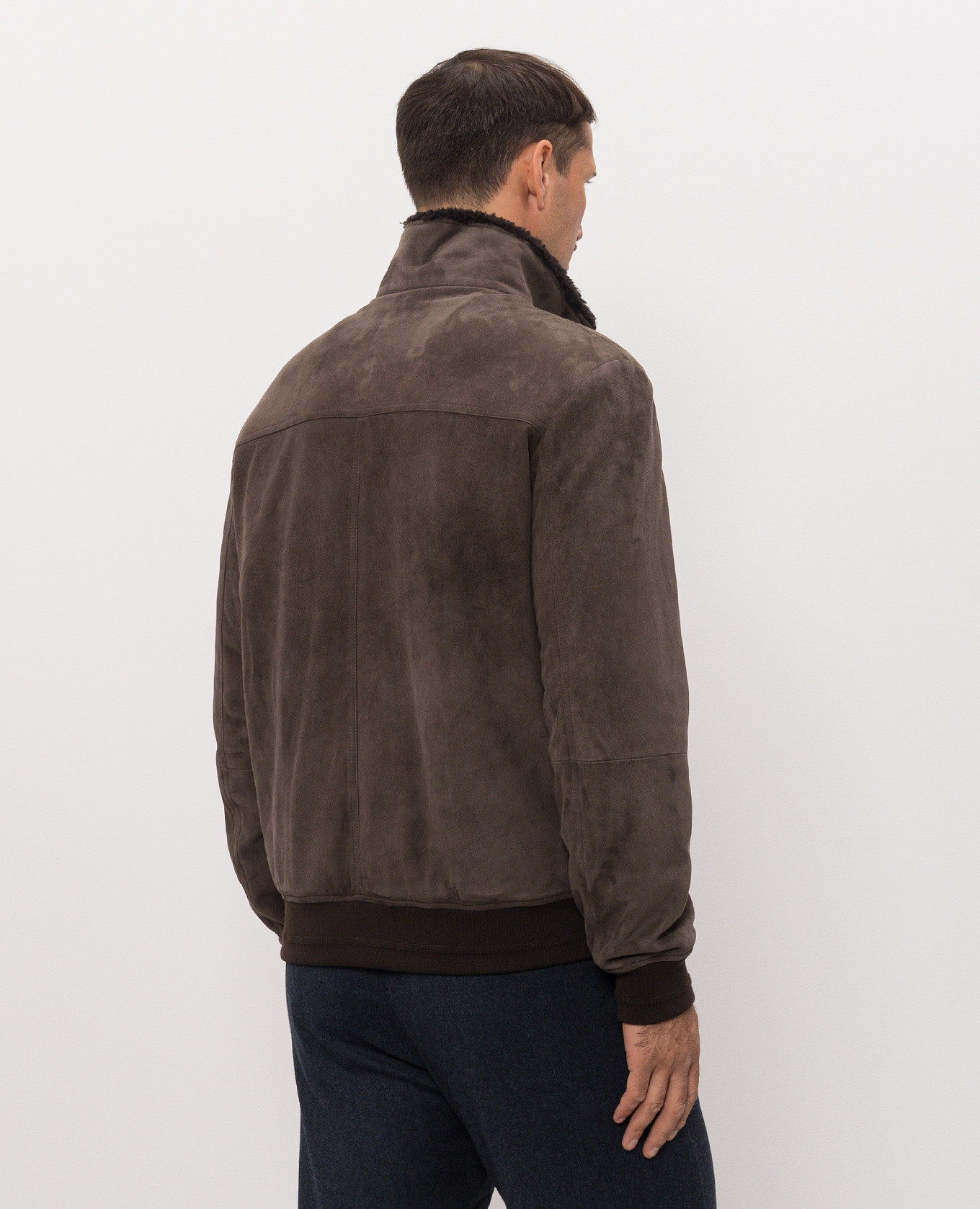Brown suede jacket Canali 4
