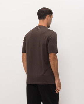 Brunello Cucinelli Dark brown T-shirt with embroidered inscription M0B138518