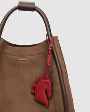 Max Mara Red leather key chain MXALACCA in the shape of a horse MXALACCA