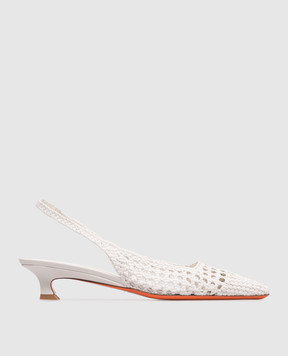 Santoni White leather braided slingbacks WDTI72261HA2SARX
