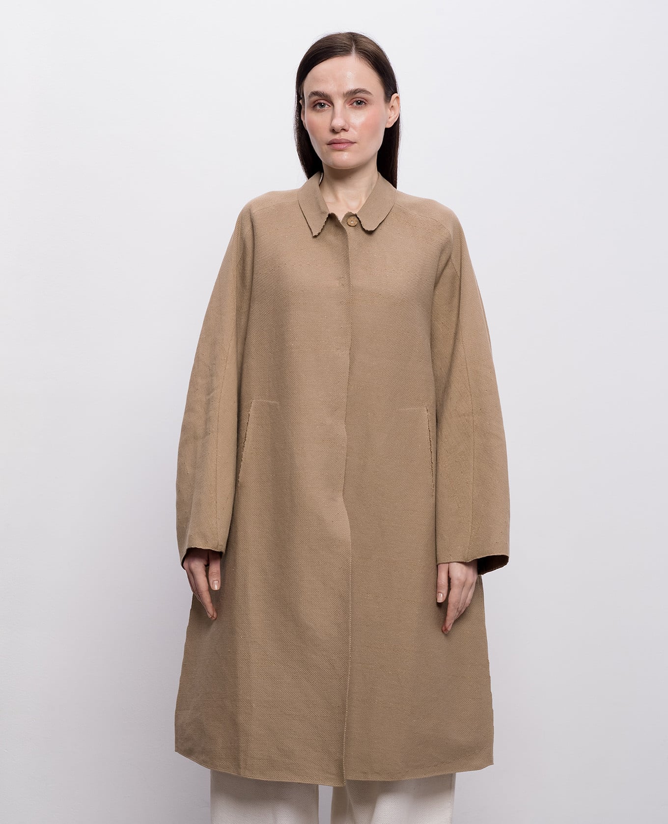 

Brown coat with linen BOBOUTIC