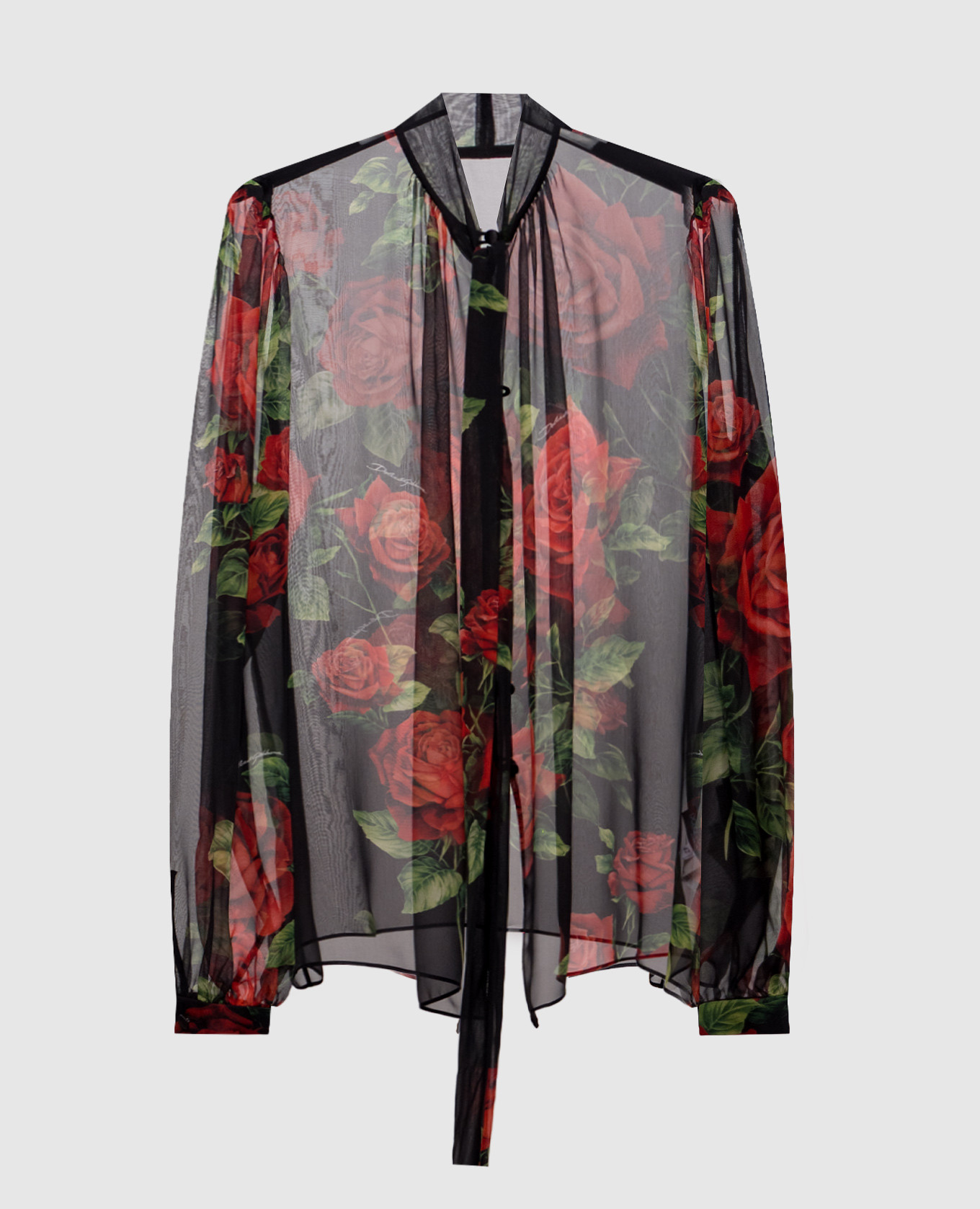 Black printed silk blouse