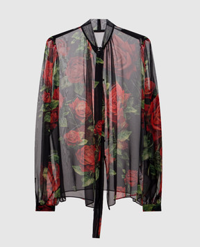Dolce&Gabbana Black printed silk blouse F5U60TIS134