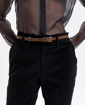 Tom Ford Brown leather belt with crocodile embossed pattern WB331LCL632P