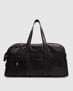 Orciani Black leather travel bag with textured logo P00761LGN