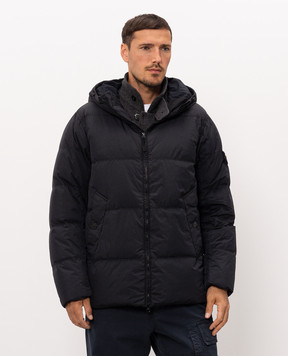 Stone Island Navy blue down jacket with logo patch L2S154100037S0A23