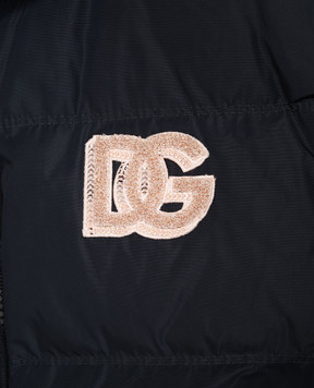 Dolce&Gabbana Children's blue down jacket with monogram patch L5JBS9G7Q2B812+