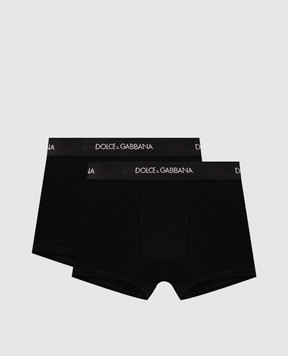 Dolce&Gabbana Children's set of black boxer briefs with contrasting logo L4J701ON00G