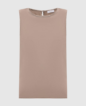 Peserico Brown silk top with chain A08893D02372