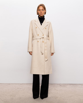 Twinset Beige double-breasted coat with wool 262TT2470