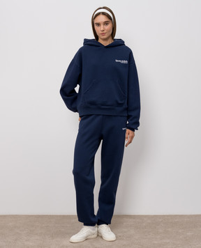 Sporty & Rich Blue hoodie with logo print ST095710087BL106w
