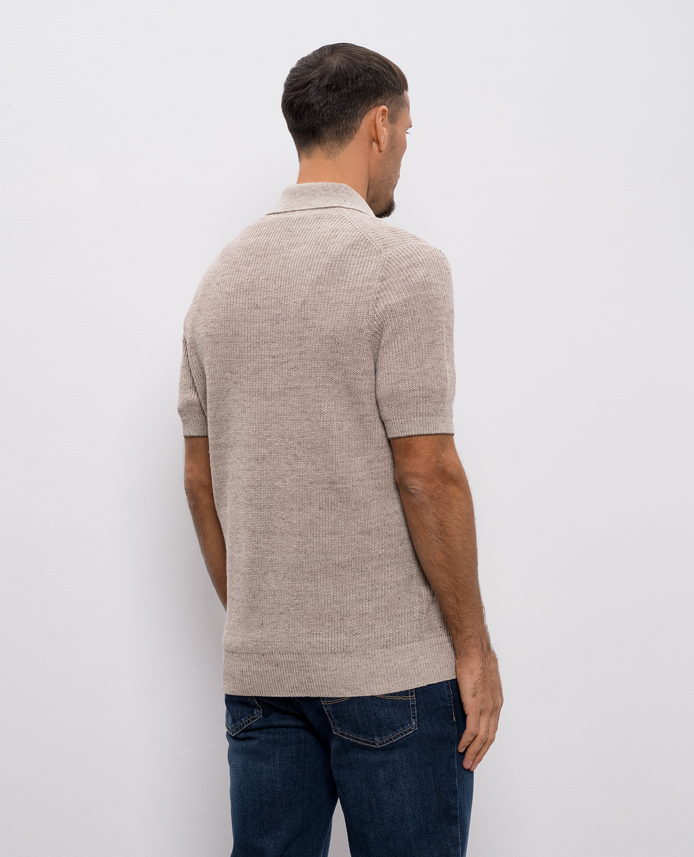 Beige polo with linen Brunello Cucinelli 4
