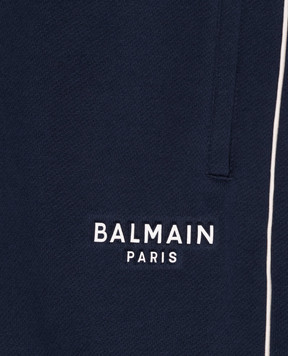 Balmain Kids' blue joggers with textured logo BZ6I10Z31831214