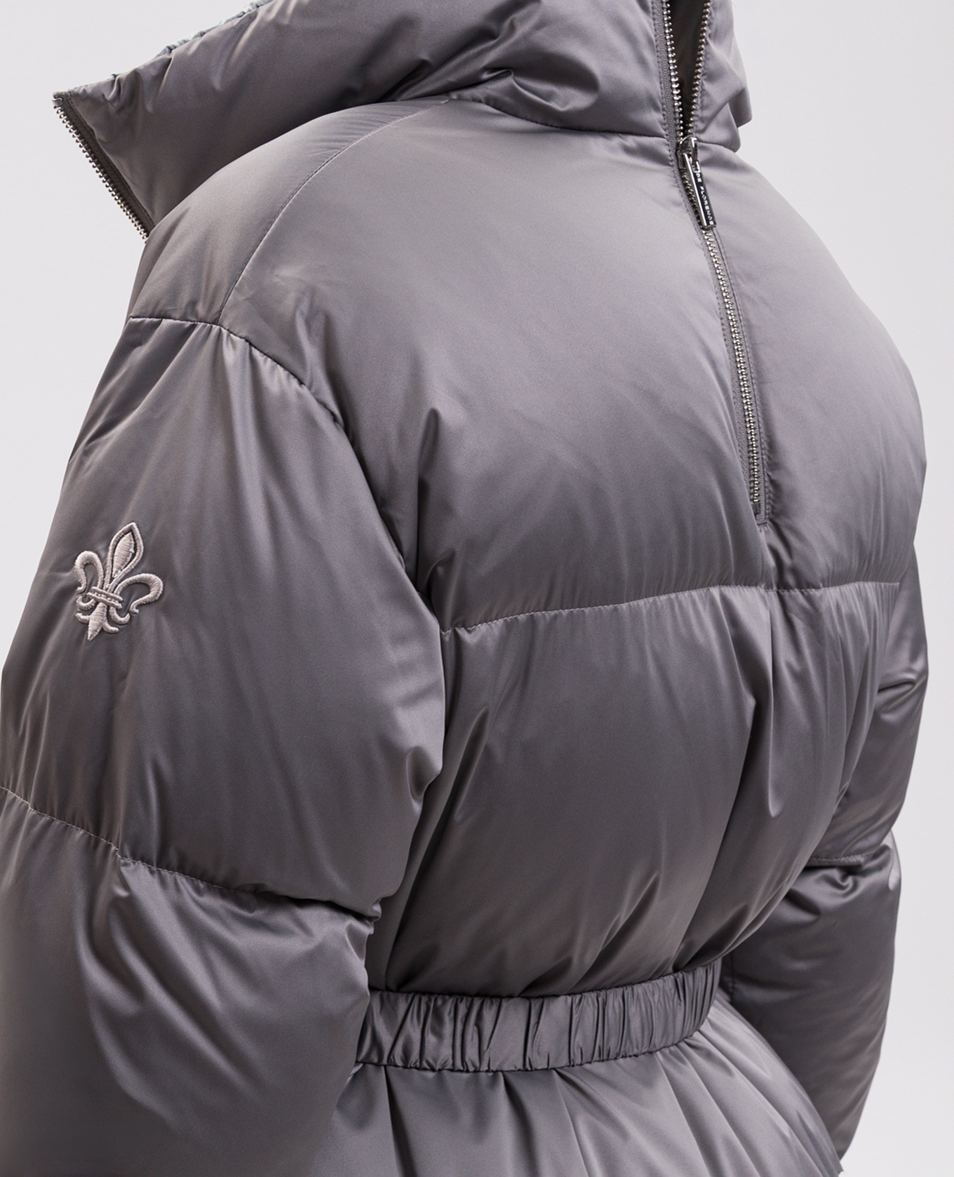 Gray down jacket with embroidered emblem Be Florence 5