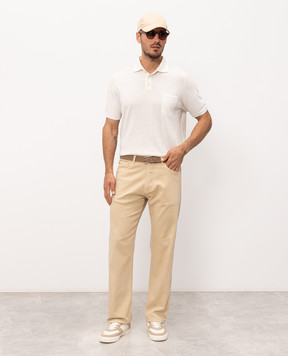 Officina 36 Beige jeans with logo patch 0243800000