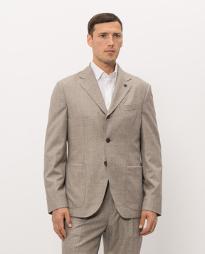 Peserico Beige wool jacket with a pattern R5103502732