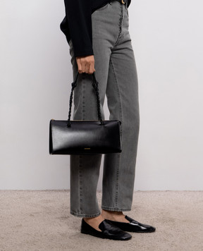 Jil Sander Black leather bag with logo print J07ZH0076P4841