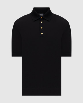 Stefano Ricci Black silk polo with emblem K616440P35F26109