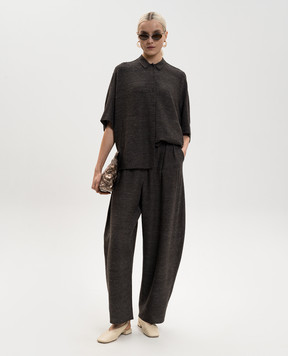 BOBOUTIC Dark brown silk pants 5045