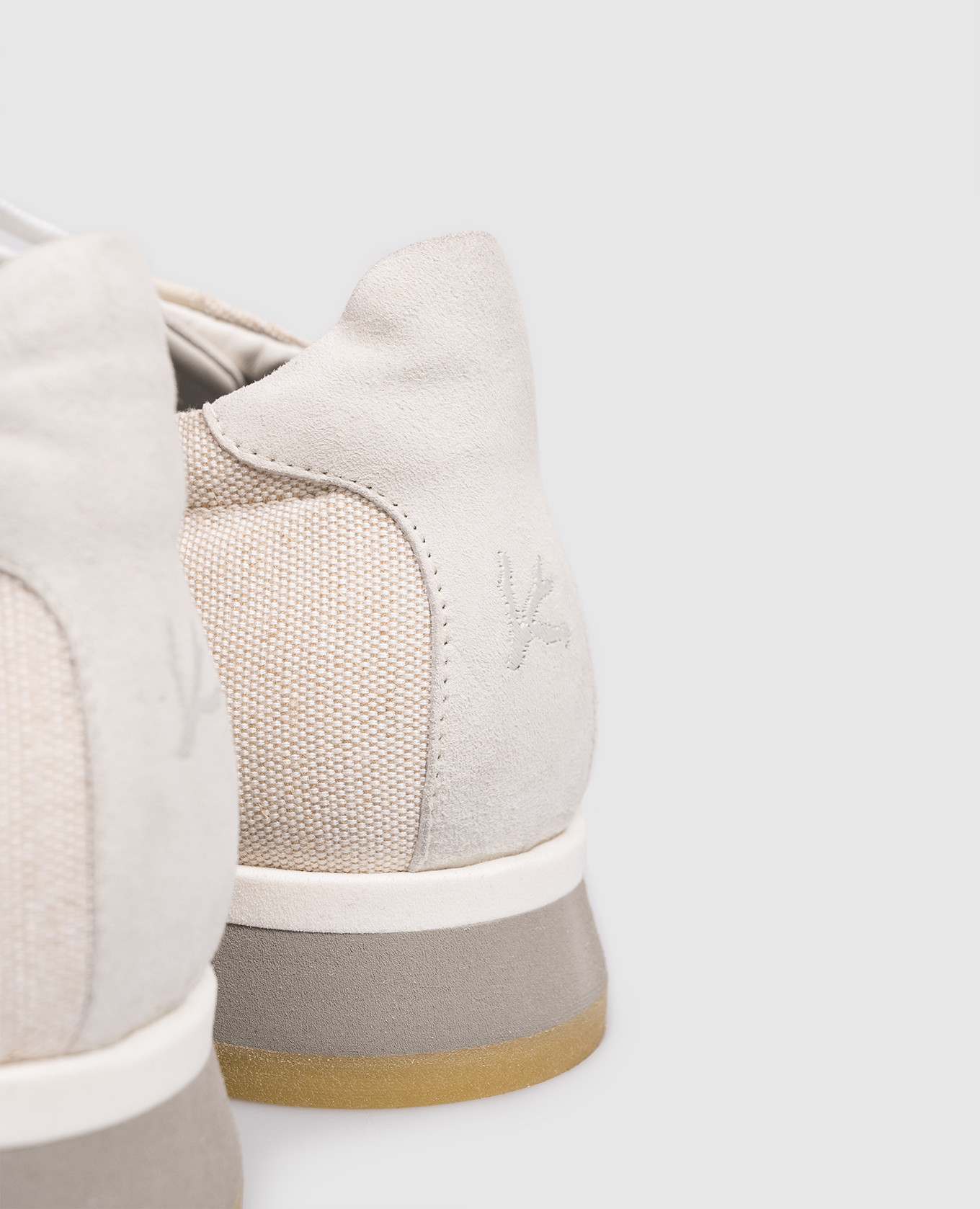 Beige combination sneakers with embroidered emblem ISAIA 5