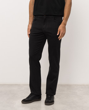 Stefano Ricci Black jeans with textured emblem MFT63B1031TR142K