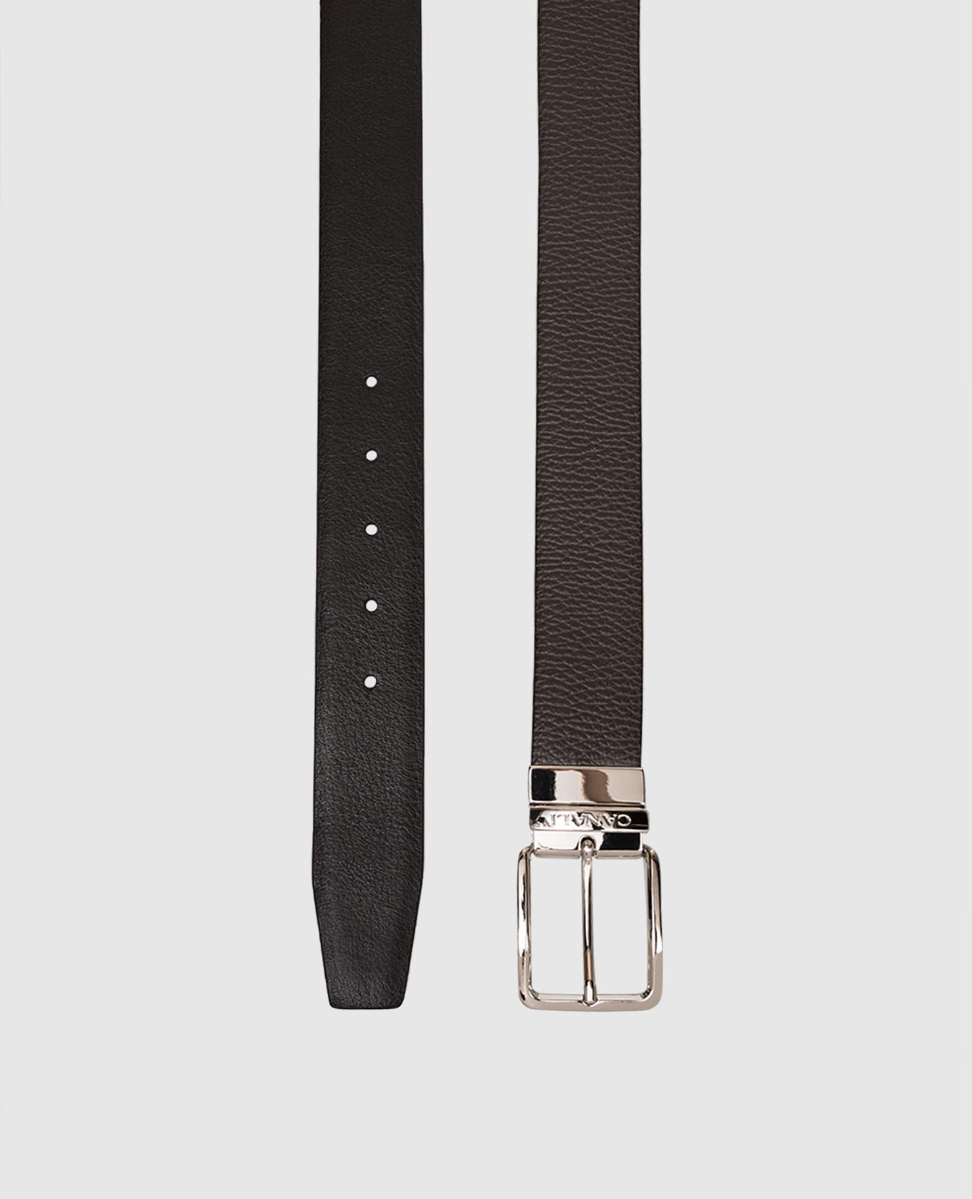 

Leather reversible belt with logo Canali, Brown