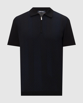 Bertolo Cashmere Black polo shirt with striped pattern 902541002543